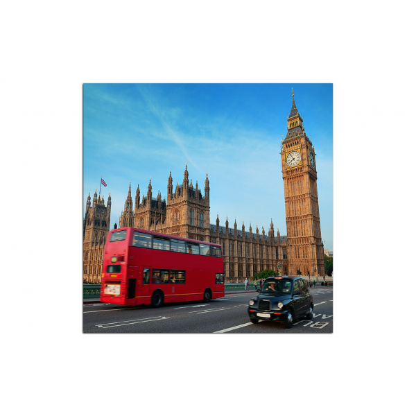 Obraz na plátně - Autobus v Londýně - čtverec